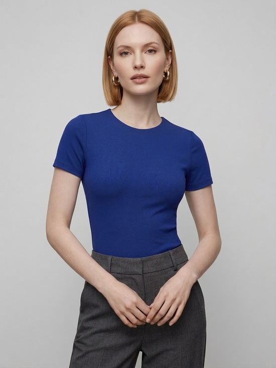 Babaton Tops - Aritzia Babaton Contour Crew Short-Sleeve Bodysuit Cobalt Blue - Size XS